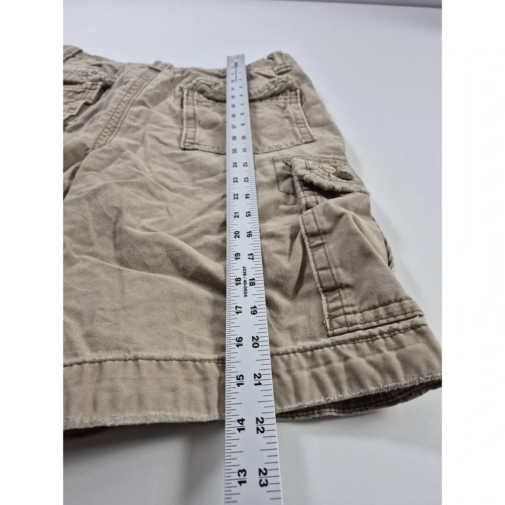 Y2K Hollister Cargo Shorts Mens 31 Beige Cotton Button Fly Pockets Casual